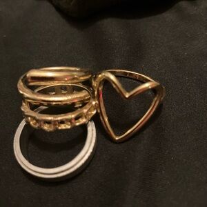 Gold Heart Ring Set